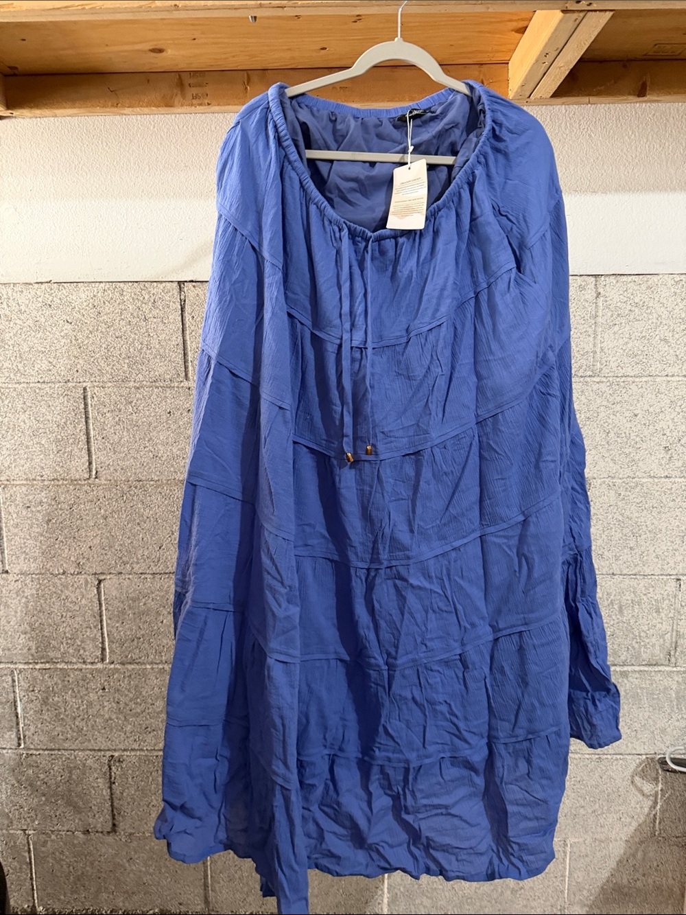Boho Tiered Peasant Skirt in Periwinkle Blue